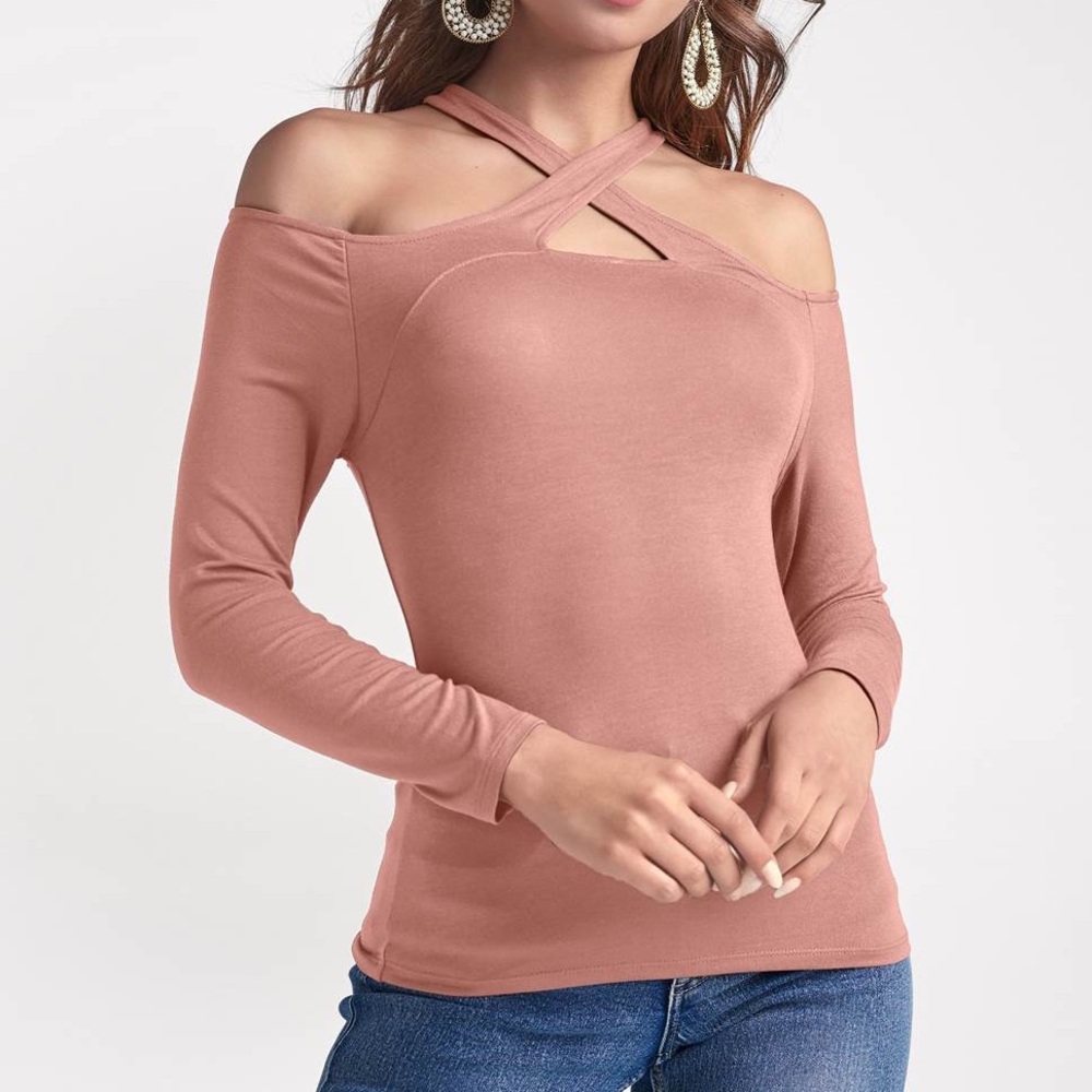 Crisscross Neck Top two color Pink sizes S M L XL